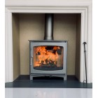 BURNT GREY - Ecosy+ Panoramic Defra Approved 5kw Eco Design Ready - Slimline Woodburning Stove - 5 Year Guarantee BURNT GREY - Ecosy+ Panoramic Defra Approved 5kw Eco Design Ready - Slimline Woodburning Stove - 5 Year Guarantee