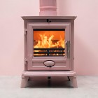 Flamingo Pink Enamel -  Ecosy Rock Compact - Defra Approved - Eco Design Ready - Multi-Fuel Stove - Cast Iron