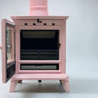Flamingo Pink Enamel -  Ecosy Rock Compact - Defra Approved - Eco Design Ready - Multi-Fuel Stove - Cast Iron