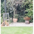 "Raw" 850mm Diameter 24KG Cast Iron Indian Fire Bowl  - With Corten Steel Stand
