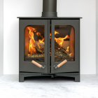 DARK GREY - Ecosy+ Twin Door Panoramic Defra Approved 5kw Eco Design Ready - Woodburning Stove DARK GREY - Ecosy+ Twin Door Panoramic Defra Approved 5kw Eco Design Ready - Woodburning Stove