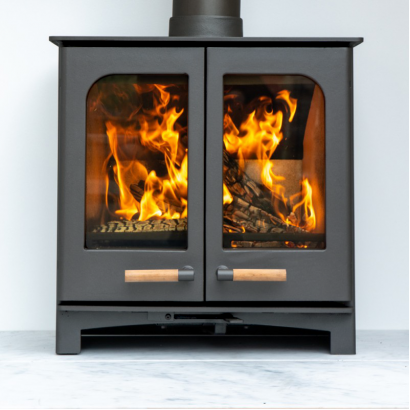 DARK GREY - Ecosy+ Twin Door Panoramic Defra Approved 5kw Eco Design Ready - Woodburning Stove DARK GREY - Ecosy+ Twin Door Panoramic Defra Approved 5kw Eco Design Ready - Woodburning Stove