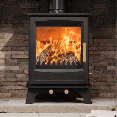 Elk Brass Black - Defra Approved 5kw - Eco Design Approved - Woodburning / Multi-Fuel Stove