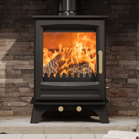 Elk Brass Black - Defra Approved 5kw - Eco Design Approved - Woodburning / Multi-Fuel Stove