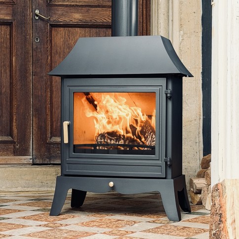 Ecosy+ Panoramic Traditional With Cast Base and Canopy - Defra / Eco Design Compliant - 5kw - Woodburning Stove