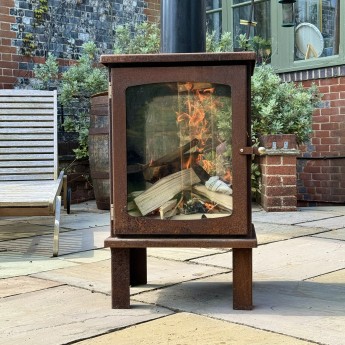 Double Sided Ecosy+ Haven - Corten Steel Outdoor Woodburning Stove ( Short Leg )