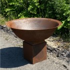 "Raw" 1000mm Diameter 45KG Cast Iron Indian Fire Bowl  - With Corten Steel Stand