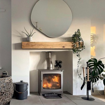 BURNT GREY -  Ecosy+ Panoramic Defra Approved 5kw Eco Design Ready  - Slimline  Woodburning Stove - 5 Year Guarantee 