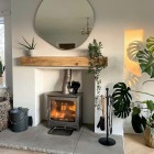 BURNT GREY -  Ecosy+ Panoramic Defra Approved 5kw Eco Design Ready  - Slimline  Woodburning Stove - 5 Year Guarantee 