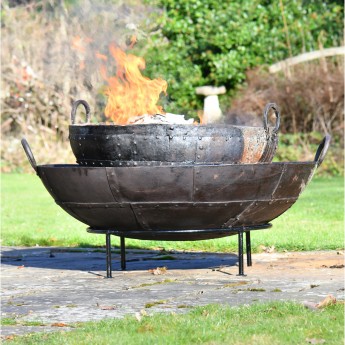Very Large 1000mm or 1200mm Genuine Kadai Indian Fire Bowl - Sourced Direct From India 