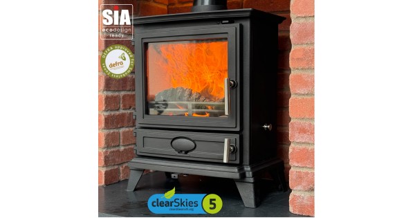 Dual Door Cast Iron Ecosy+ Rock Landscape Multi-Fuel Stove Eco