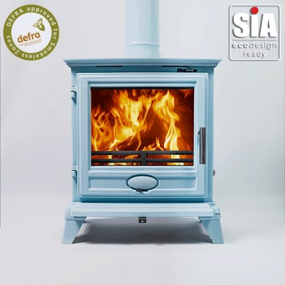 Blue Enamel - Ecosy+ Rock Landscape 5kw - Defra Approved - Eco Design Approved  - Multi-Fuel Stove - Cast Iron