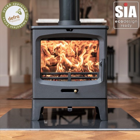 Ecosy+ Rock Midi - 5KW - Defra Approved - Eco Design Approved - Multi-fuel Stove - Cast Iron