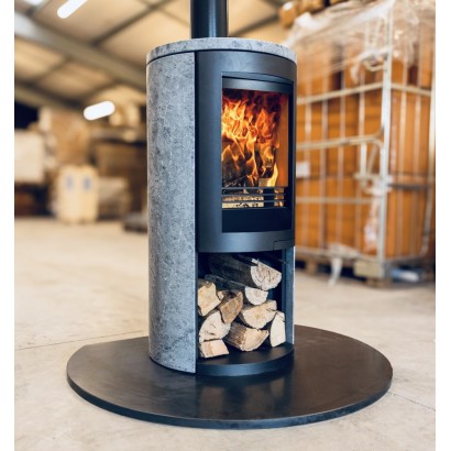 Cylindrical Soapstone - Ecosy+ Infinity V  - Defra Approved - 5kw - Eco Design Approved - Multi-Fuel Stove