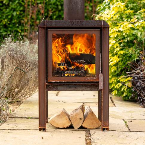 Ecosy+ V2  - Corten Steel Outdoor Woodburning Stove 