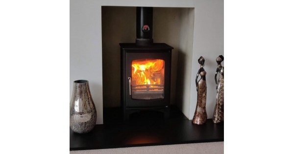 Ecosy+ Curve 5kw Ecodesign Contemporary Woodburning Stoves Multi Fuel. 5  YEAR GUARANTEE