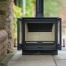 BURNT GREY - Ecosy+ Twin Door Panoramic Defra Approved 5kw Eco Design Ready (2022) -  Woodburning Stove 