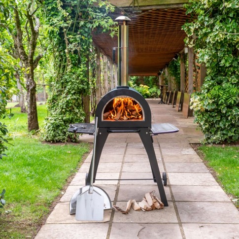 " Ex Display" Green Machine Outdoor Stainless Steel Stone Base Pizza Oven, Garden Oven, Smoker, BBQ