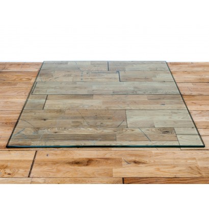 12mm Square Glass Hearth Plinth Floor Plate 840mm x 840mm - For Woodburning Stove