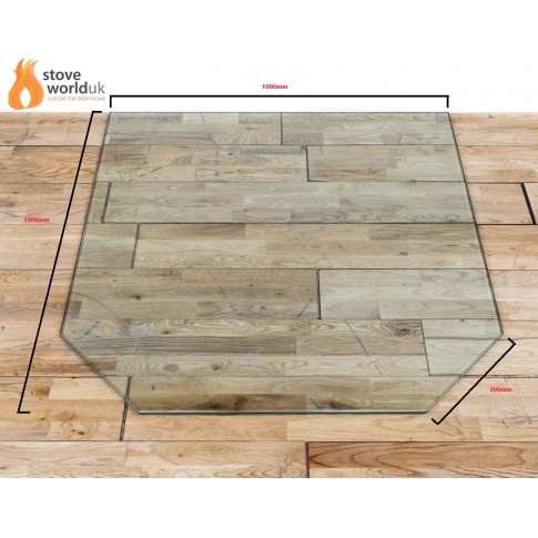 12mm Hexagon / Cut Corner Glass Hearth/Plinth Floor Plate 1000mm x 1000mm