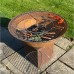 "Raw" 1000mm Diameter 45KG Cast Iron Indian Fire Bowl  - With Corten Steel Stand And Stainless Steel Grill