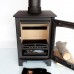 DEFRA APPROVED 85% efficient Ecosy+ Purefire Curve 5kw with stand + ivory enamel door. Multi-fuel wood burning stove. 5 YEAR GUARANTEE