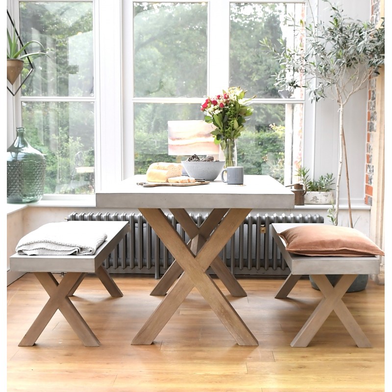 Elk Indoor Outdoor Polished Concrete, Wooden Bench Table Indoor