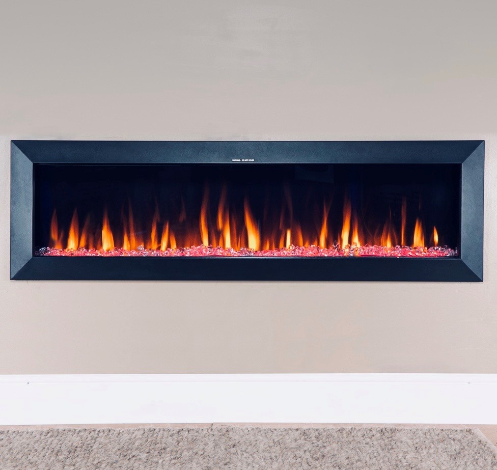 Wall Hung Designer Electric Fireplace, No Heat Led Fireplace 60 In