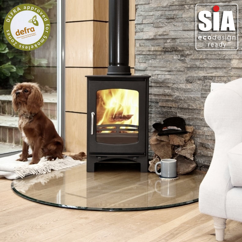 Ecosy+ Curve 5kw Ecodesign Contemporary Woodburning Stoves Multi Fuel. 5  YEAR GUARANTEE