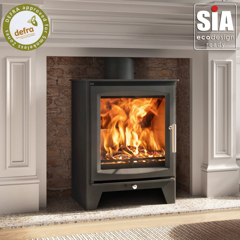 Hampton 5 XL Defra Approved - Dark Grey 5kw Wood Burning Stove, 7 Year  Guarantee, Ecodesign Ready