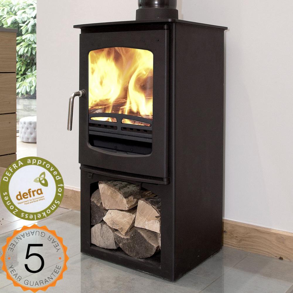 Ecosy+ Purefire Curve 5kw with Stand/Log Store Ecodesign Woodburning Stove  Multifuel. 5 YEAR GUARANTEE