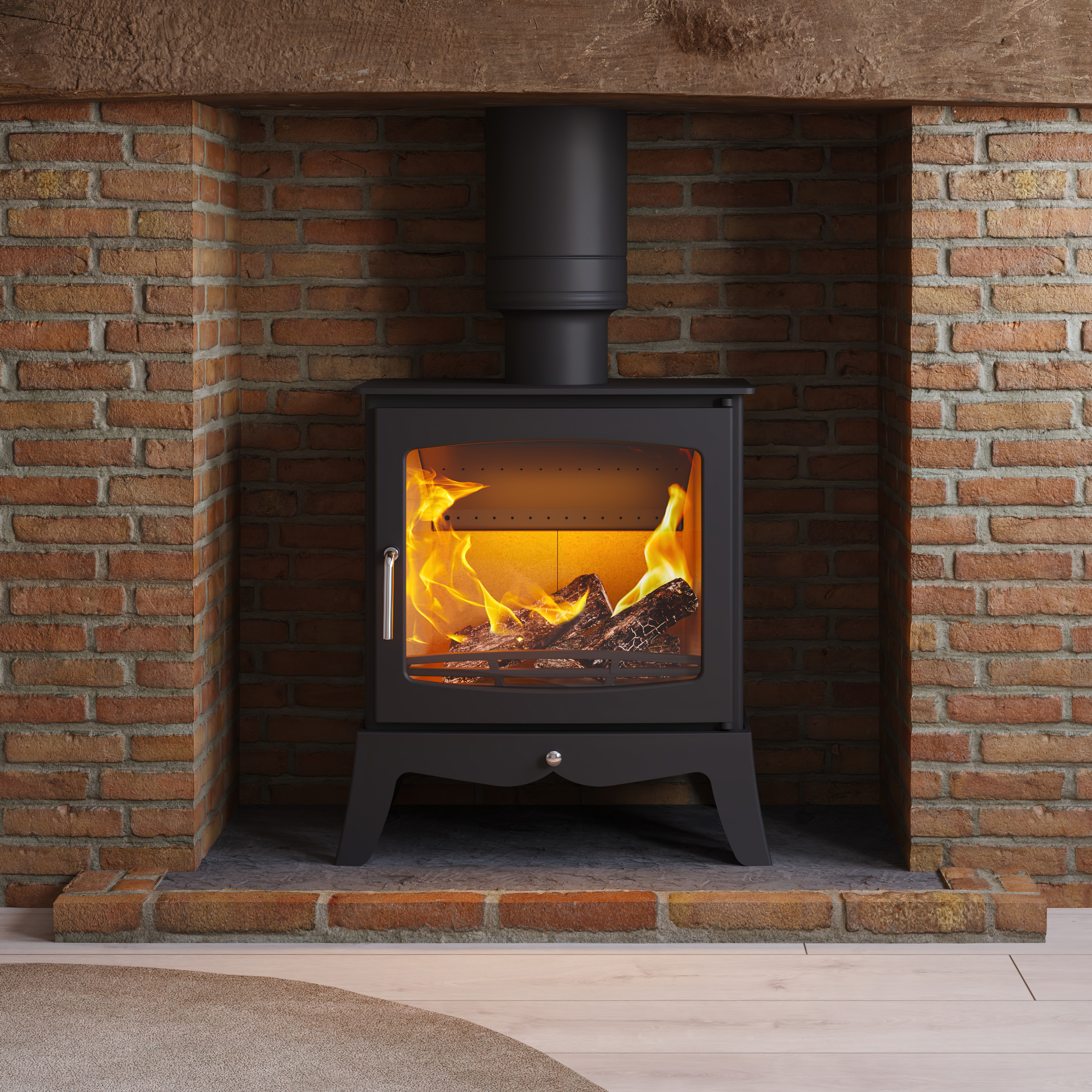 Defra Approved Ecosy+ 5kw Panoramic Slimline Eco Design Wood Burning Multi  Fuel Stove