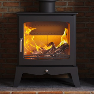 Panoramic Wood Burning Stove with Cast Base