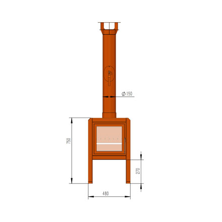 Haven Double Sided v2 Outdoor wood burning stove diagram
