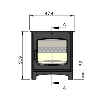 Distance to Combustible Materials with heat shield diagram