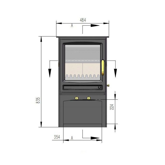 Elk Brass With Stand - 5kw Defra Approved Multi-fuel Stove diagram