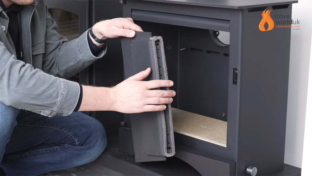 Easy Guide to Wood Burning Stove Maintenance - Removing and replacing baffle plate