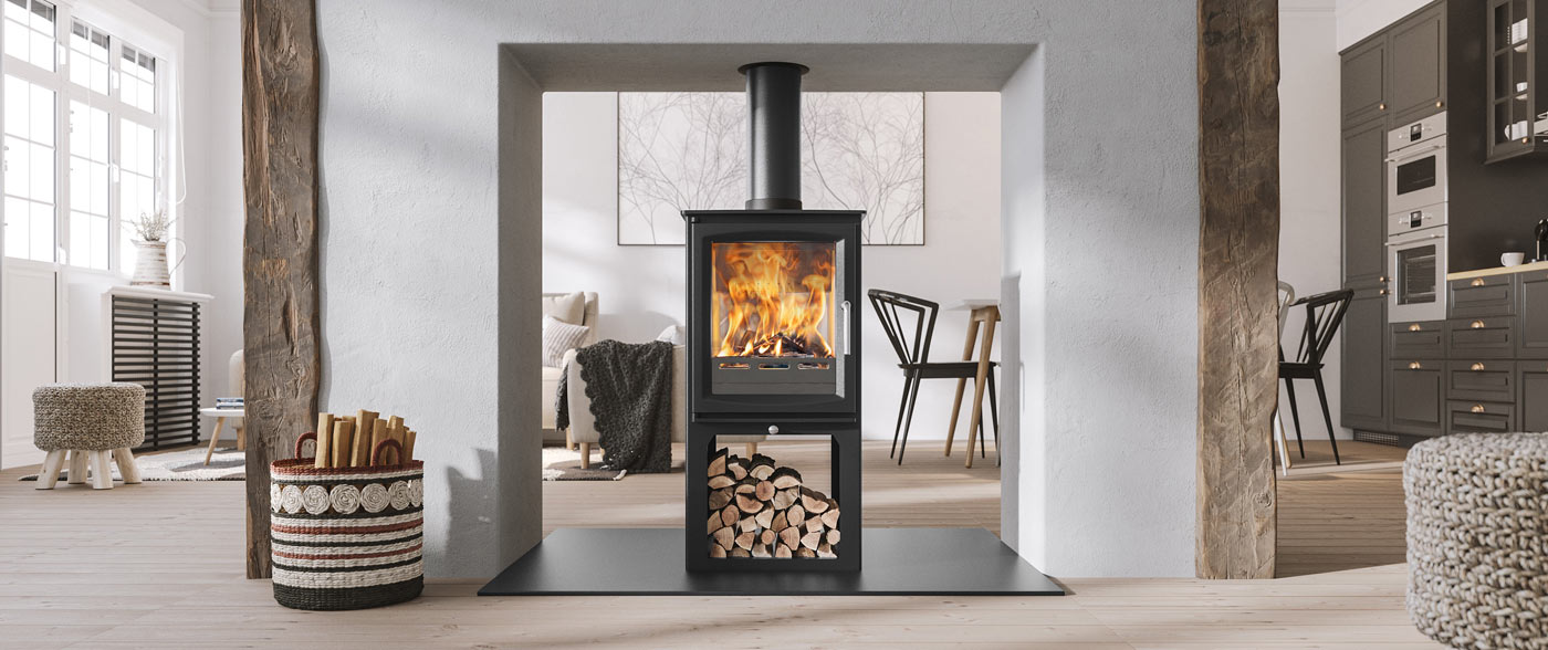 The gorgeous Hampton Double Sided TALL wood burning stove