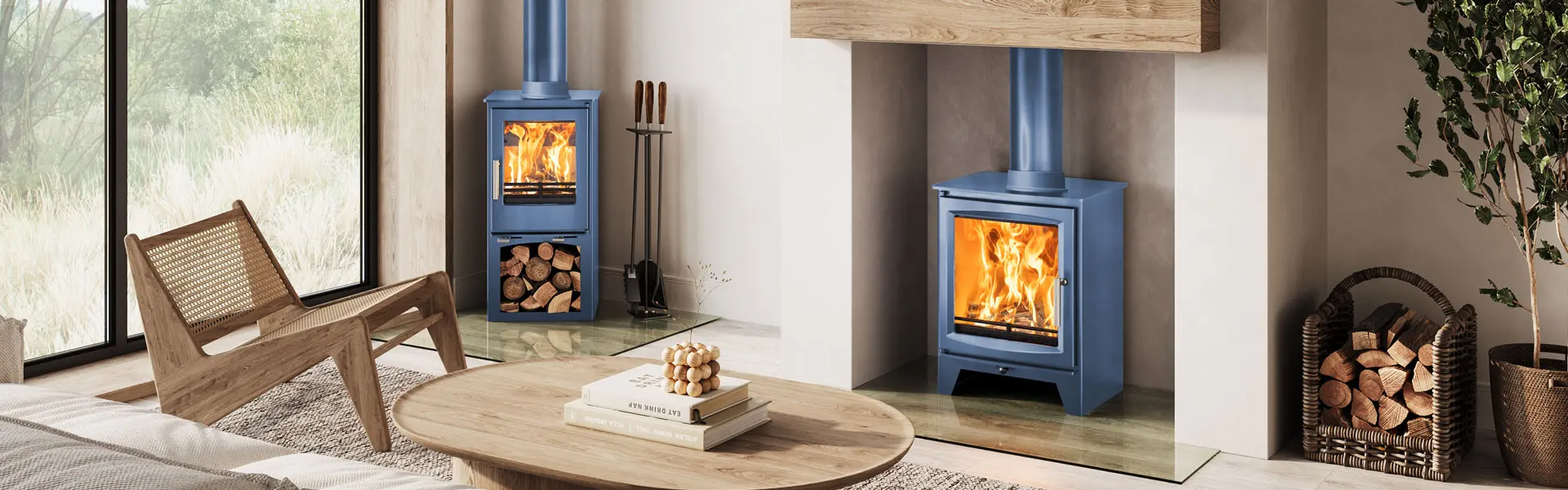 Ignite Your Colourful Side: Blue Coloured Wood Burning Multi-Fuel Stoves by Ecosy+