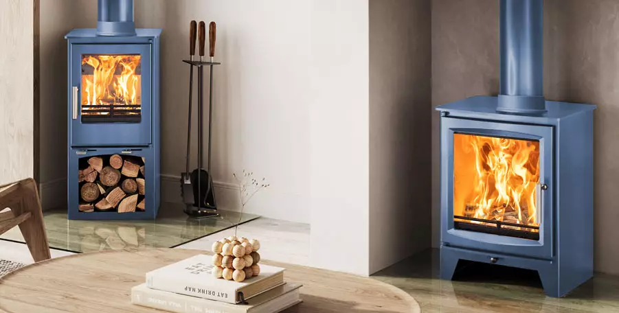 Ignite Your Colourful Side: Blue Coloured Wood Burning Multi-Fuel Stoves by Ecosy+